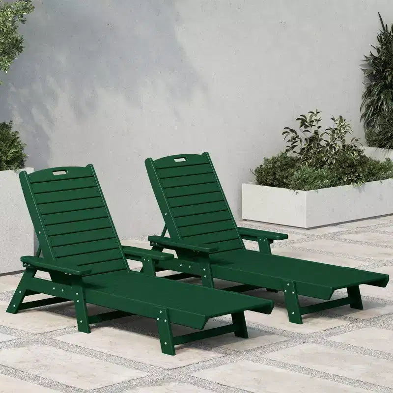 WestinTrends Adirondack Outdoor Chaise Lounge for Patio Garden Poolside (Set of 2)