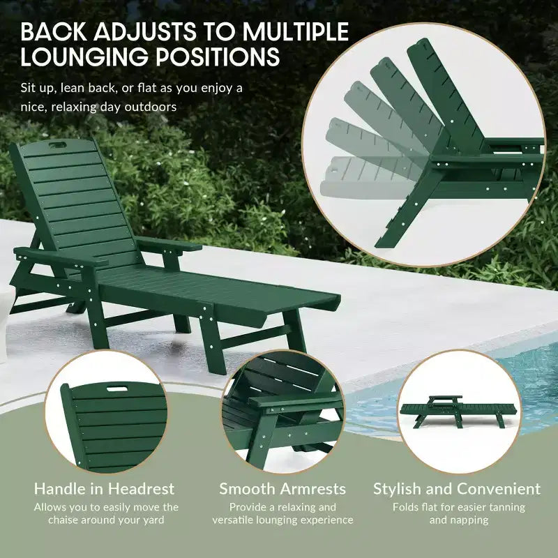WestinTrends Adirondack Outdoor Chaise Lounge for Patio Garden Poolside (Set of 2)
