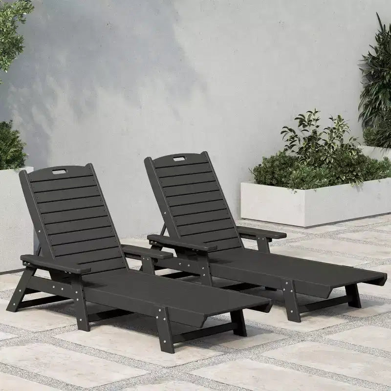 WestinTrends Adirondack Outdoor Chaise Lounge for Patio Garden Poolside (Set of 2)