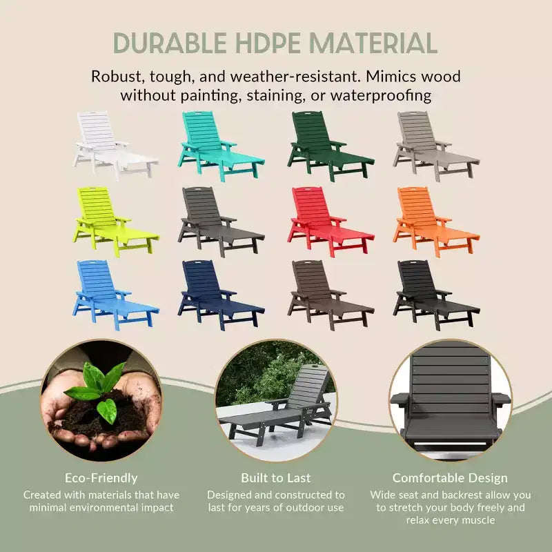 WestinTrends Adirondack Outdoor Chaise Lounge for Patio Garden Poolside (Set of 2)