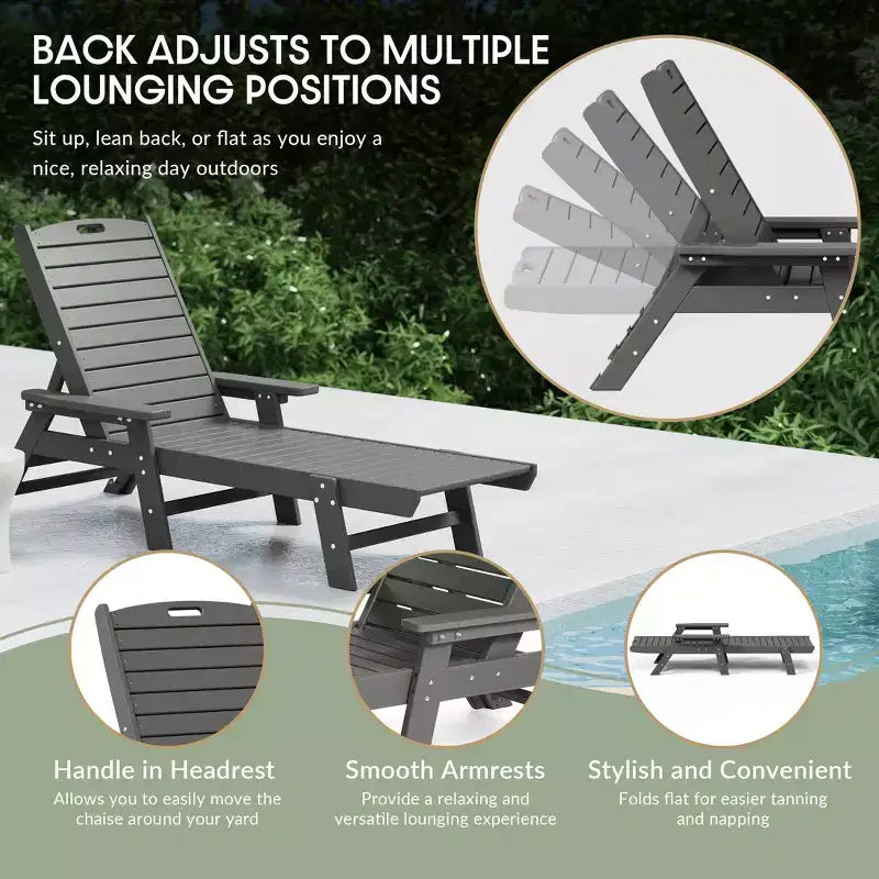 WestinTrends Adirondack Outdoor Chaise Lounge for Patio Garden Poolside (Set of 2)