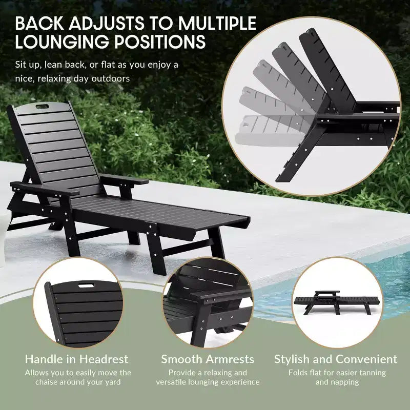 WestinTrends Adirondack Outdoor Chaise Lounge for Patio Garden Poolside (Set of 2)