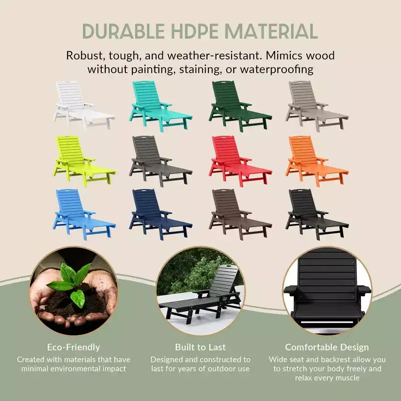 WestinTrends 3 Pieces Set Poly Adirondack Outdoor Chaise Lounges with Side Table