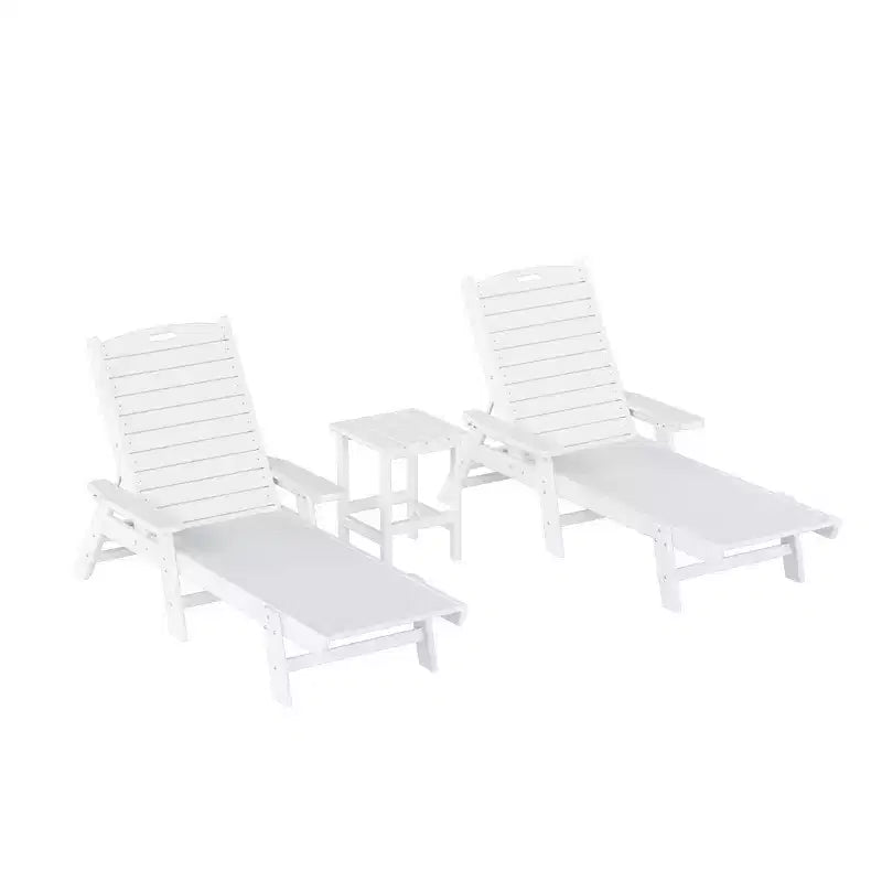 WestinTrends 3 Pieces Set Poly Adirondack Outdoor Chaise Lounges with Side Table