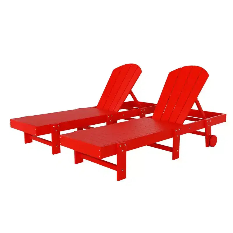 WestinTrends Malibu Adirondack Poly Reclining Chaise Lounge With Wheels (Set of 2pcs)