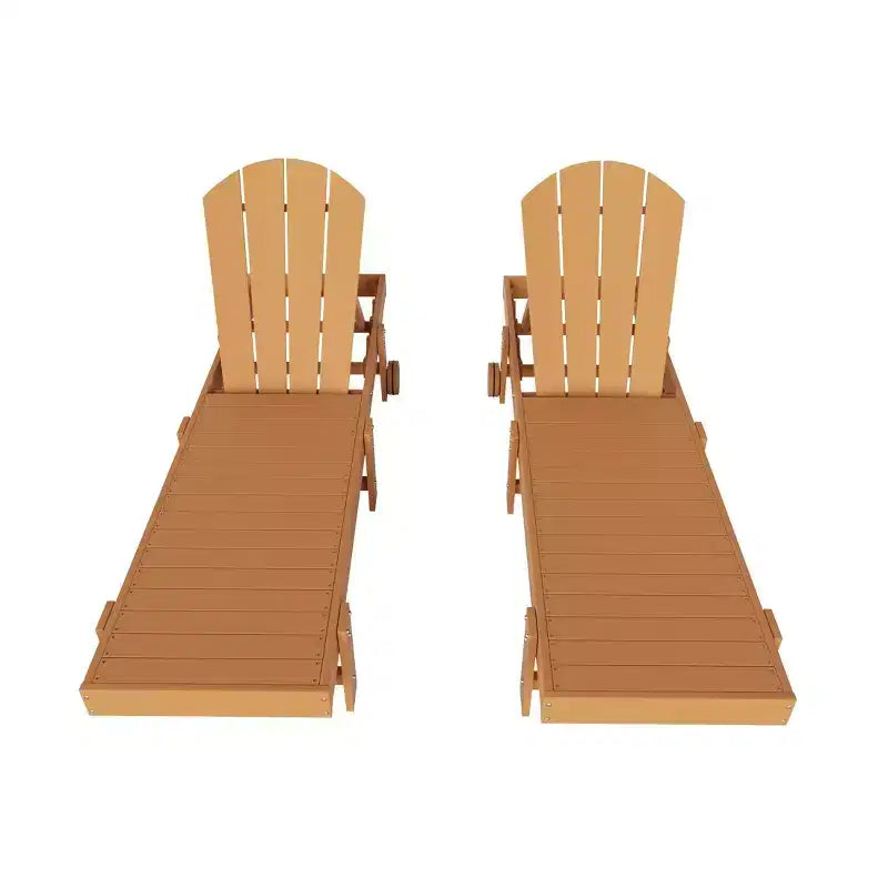 WestinTrends Malibu Adirondack Poly Reclining Chaise Lounge With Wheels (Set of 2pcs)