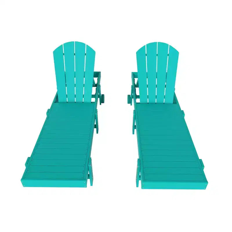 WestinTrends Malibu Adirondack Poly Reclining Chaise Lounge With Wheels (Set of 2pcs)
