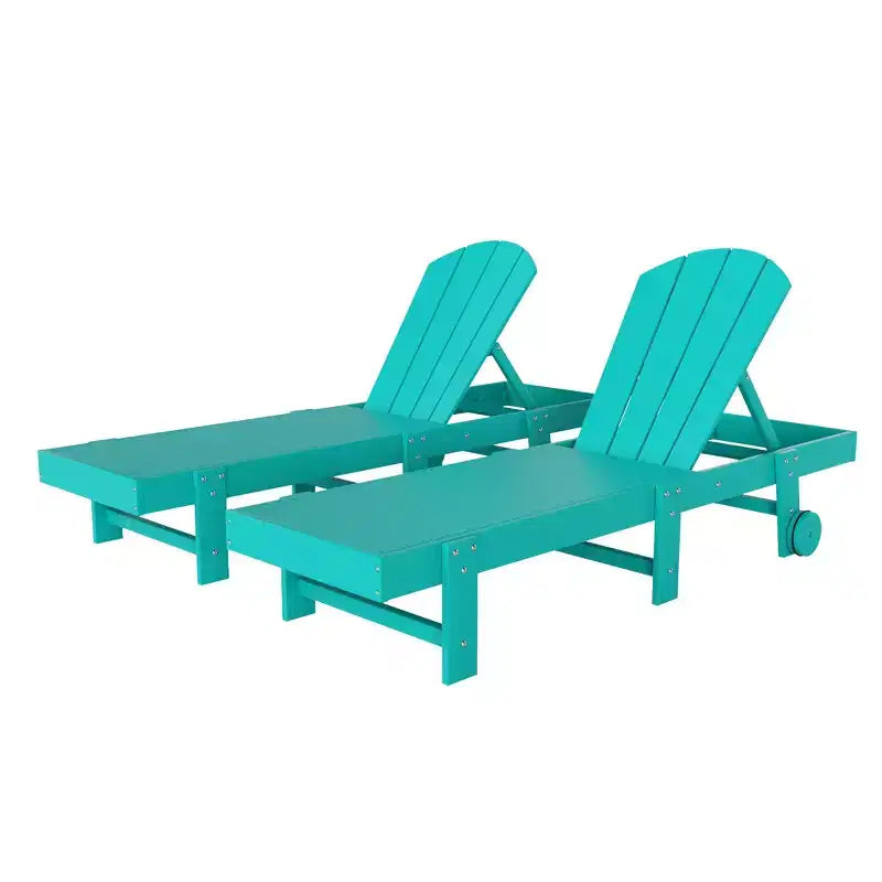 WestinTrends Malibu Adirondack Poly Reclining Chaise Lounge With Wheels (Set of 2pcs)