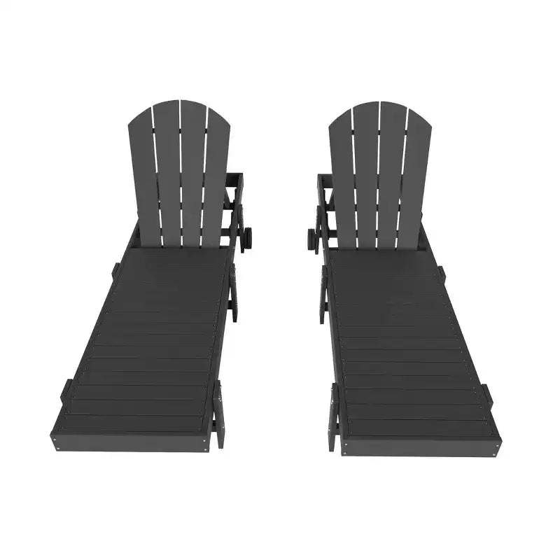 WestinTrends Malibu Adirondack Poly Reclining Chaise Lounge With Wheels (Set of 2pcs)