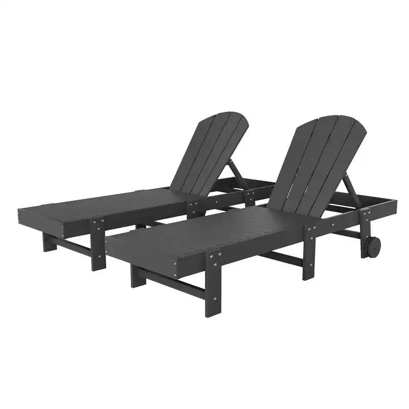 WestinTrends Malibu Adirondack Poly Reclining Chaise Lounge With Wheels (Set of 2pcs)
