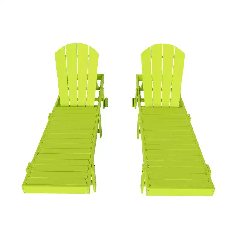 WestinTrends Malibu Adirondack Poly Reclining Chaise Lounge With Wheels (Set of 2pcs)