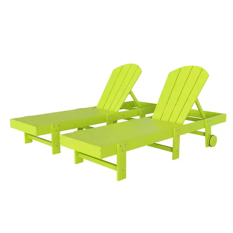 WestinTrends Malibu Adirondack Poly Reclining Chaise Lounge With Wheels (Set of 2pcs)