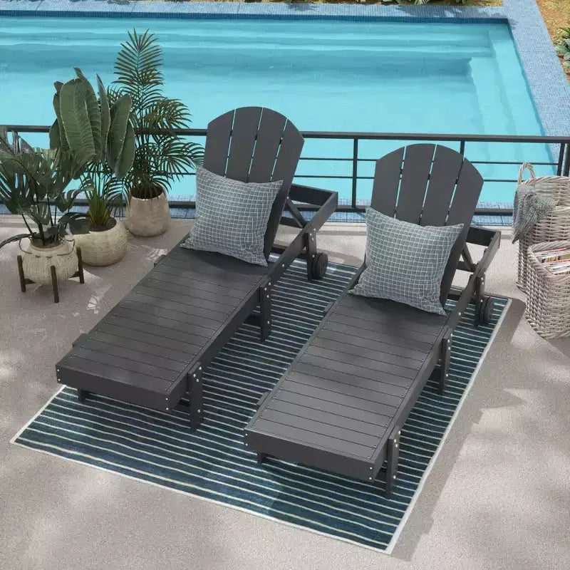 WestinTrends Malibu Adirondack Poly Reclining Chaise Lounge With Wheels (Set of 2pcs)