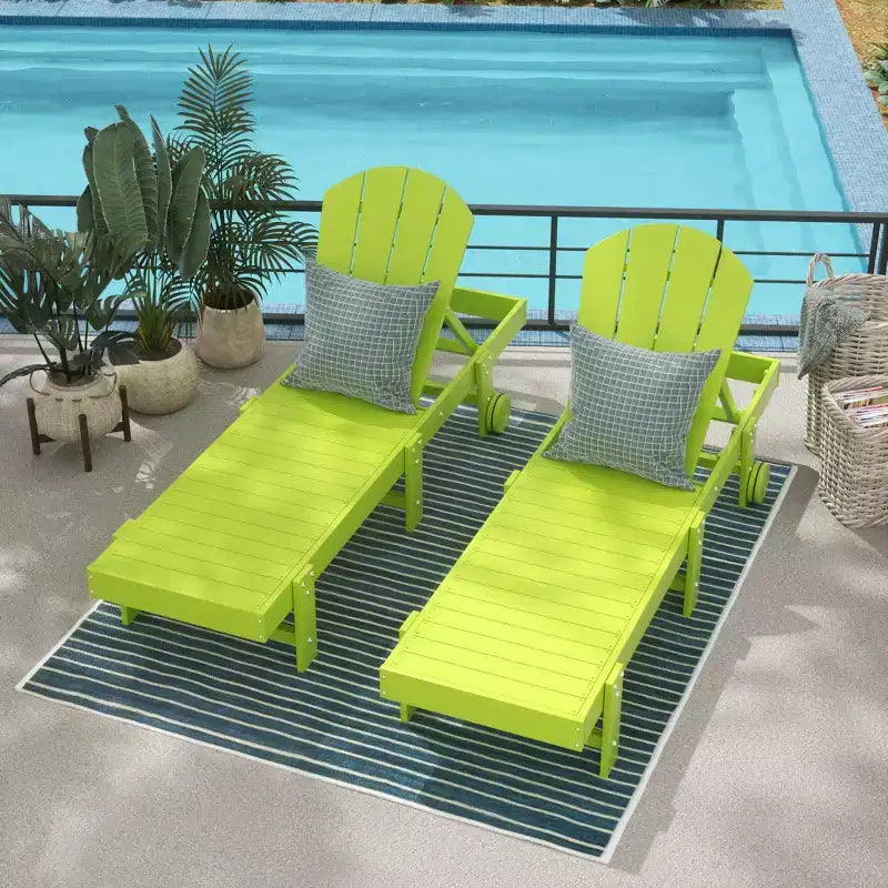 WestinTrends Malibu Adirondack Poly Reclining Chaise Lounge With Wheels (Set of 2pcs)