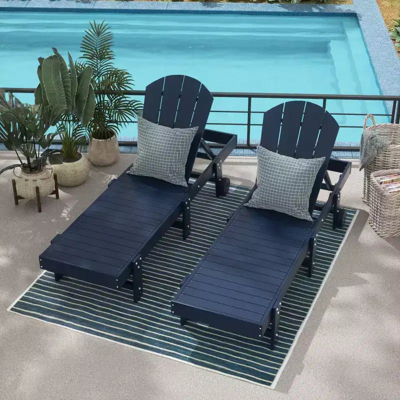 WestinTrends Malibu Adirondack Poly Reclining Chaise Lounge With Wheels (Set of 2pcs)