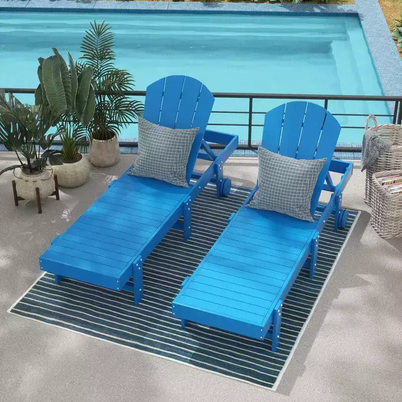 WestinTrends Malibu Adirondack Poly Reclining Chaise Lounge With Wheels (Set of 2pcs)