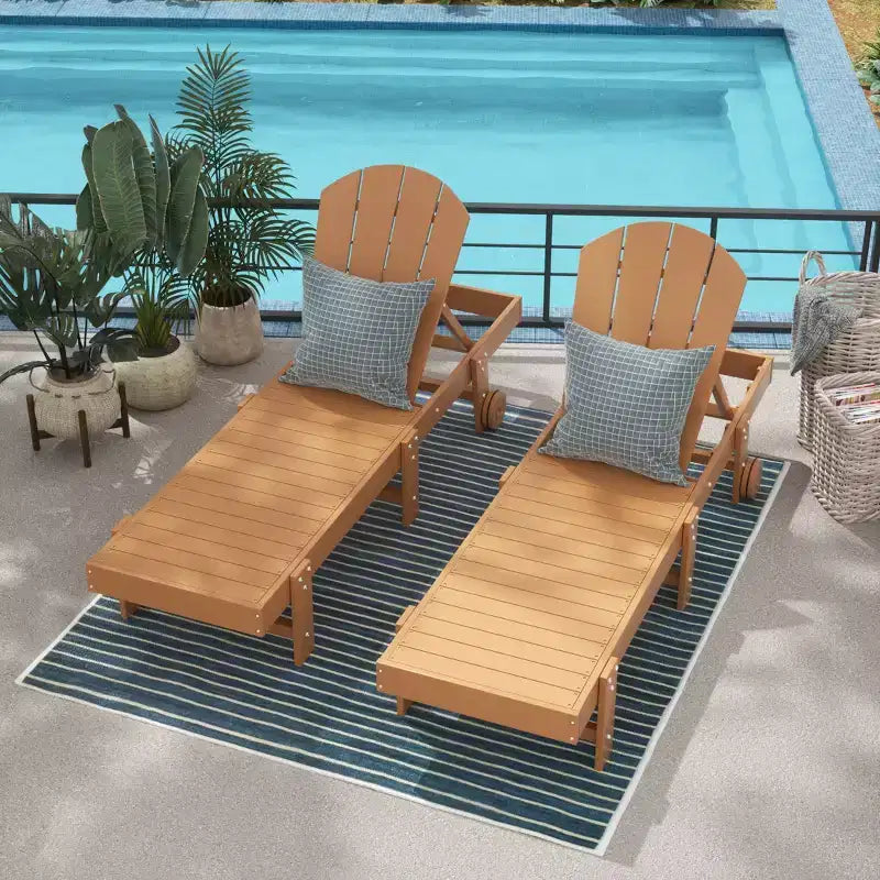 WestinTrends Malibu Adirondack Poly Reclining Chaise Lounge With Wheels (Set of 2pcs)