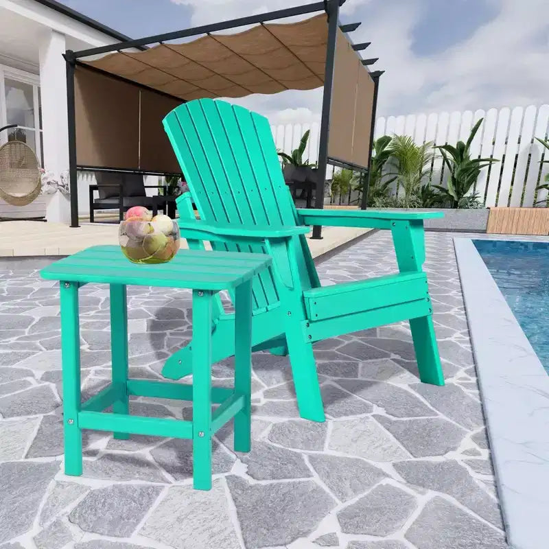 Aoodor Outdoor Adirondack Side Table HDPE End TableClassic Modern DesignHigh-QualityEasy to AssembleVersatile End Table for Patio, Garden, Lawn