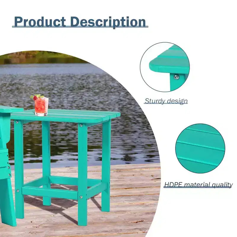 Aoodor Outdoor Adirondack Side Table HDPE End TableClassic Modern DesignHigh-QualityEasy to AssembleVersatile End Table for Patio, Garden, Lawn