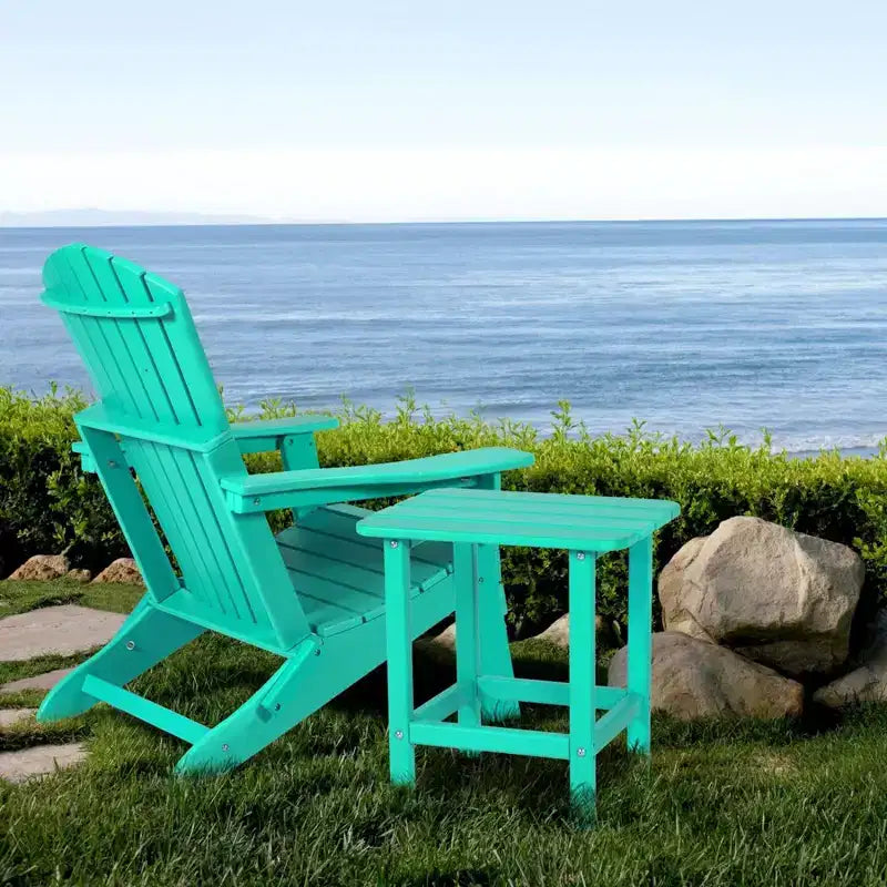 Aoodor Outdoor Adirondack Side Table HDPE End TableClassic Modern DesignHigh-QualityEasy to AssembleVersatile End Table for Patio, Garden, Lawn