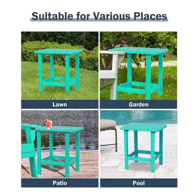 Aoodor Outdoor Adirondack Side Table HDPE End TableClassic Modern DesignHigh-QualityEasy to AssembleVersatile End Table for Patio, Garden, Lawn