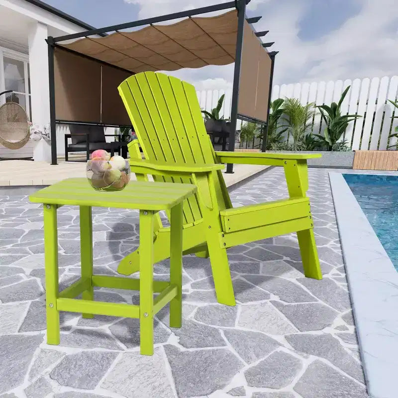 Aoodor Outdoor Adirondack Side Table HDPE End TableClassic Modern DesignHigh-QualityEasy to AssembleVersatile End Table for Patio, Garden, Lawn