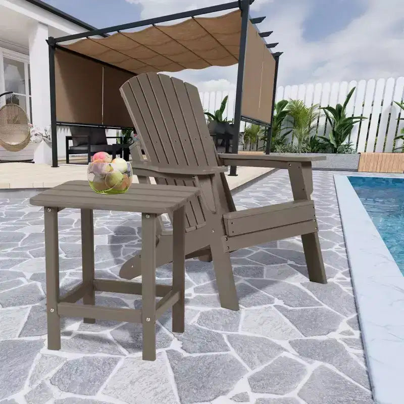 Aoodor Outdoor Adirondack Side Table HDPE End TableClassic Modern DesignHigh-QualityEasy to AssembleVersatile End Table for Patio, Garden, Lawn