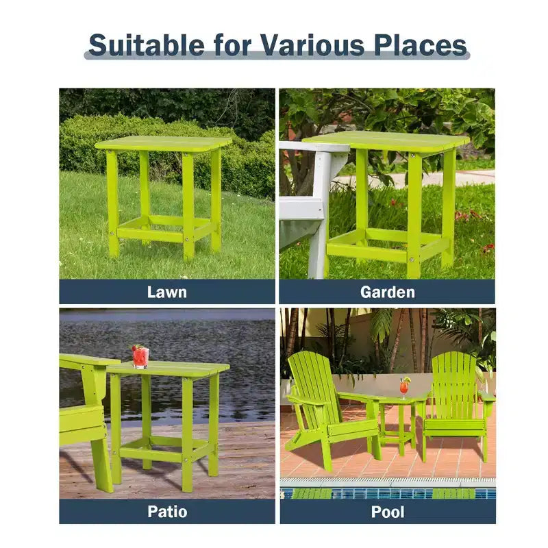 Aoodor Outdoor Adirondack Side Table HDPE End TableClassic Modern DesignHigh-QualityEasy to AssembleVersatile End Table for Patio, Garden, Lawn