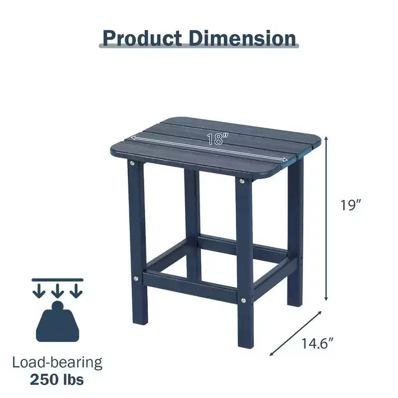 Aoodor Outdoor Adirondack Side Table HDPE End TableClassic Modern DesignHigh-QualityEasy to AssembleVersatile End Table for Patio, Garden, Lawn