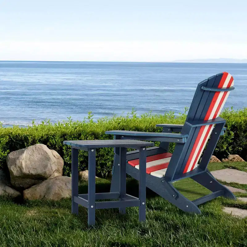 Aoodor Outdoor Adirondack Side Table HDPE End TableClassic Modern DesignHigh-QualityEasy to AssembleVersatile End Table for Patio, Garden, Lawn