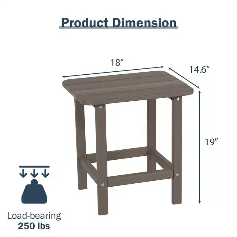 Aoodor Outdoor Adirondack Side Table HDPE End TableClassic Modern DesignHigh-QualityEasy to AssembleVersatile End Table for Patio, Garden, Lawn