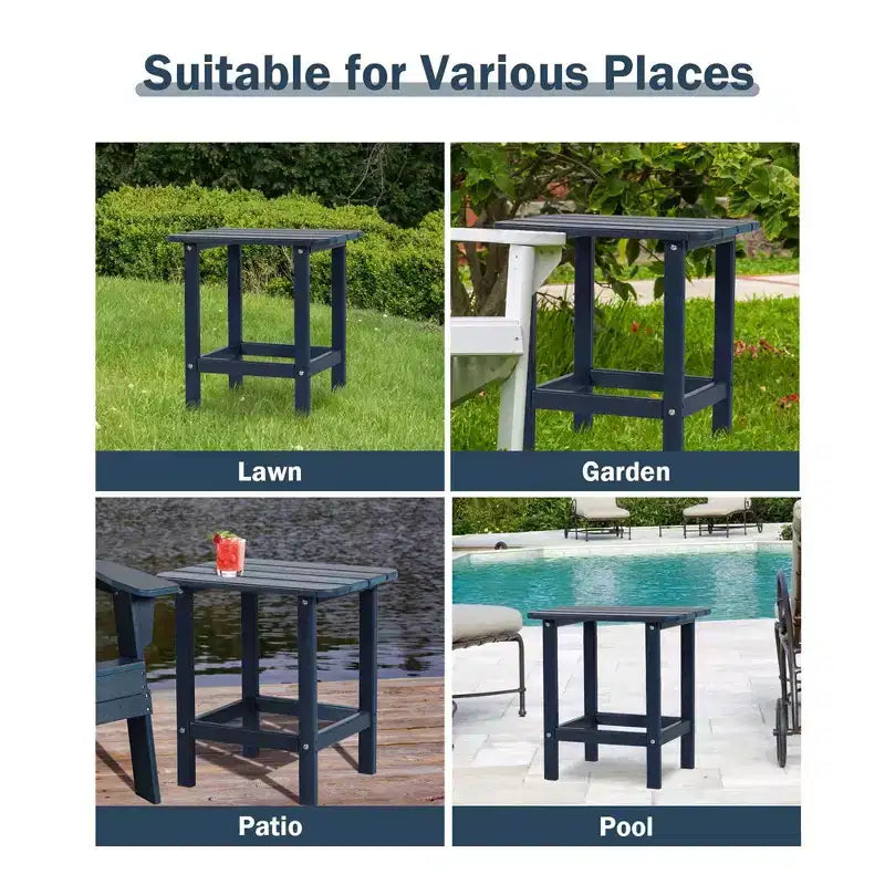 Aoodor Outdoor Adirondack Side Table HDPE End TableClassic Modern DesignHigh-QualityEasy to AssembleVersatile End Table for Patio, Garden, Lawn