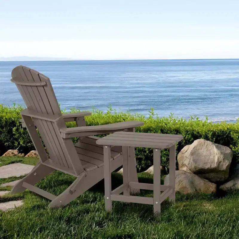 Aoodor Outdoor Adirondack Side Table HDPE End TableClassic Modern DesignHigh-QualityEasy to AssembleVersatile End Table for Patio, Garden, Lawn