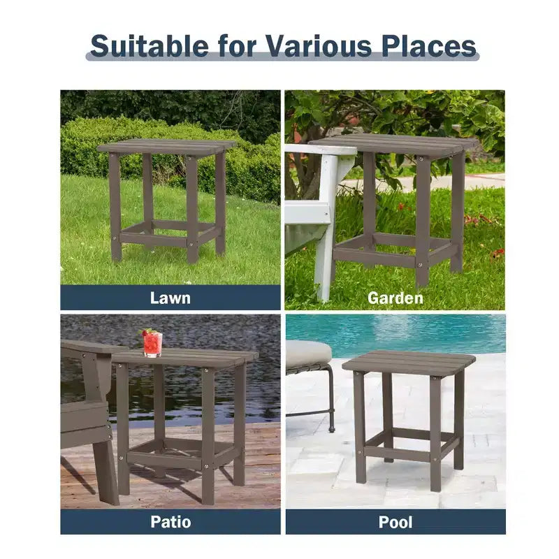 Aoodor Outdoor Adirondack Side Table HDPE End TableClassic Modern DesignHigh-QualityEasy to AssembleVersatile End Table for Patio, Garden, Lawn