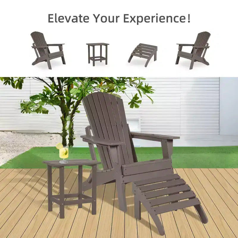 Aoodor Outdoor Adirondack Side Table HDPE End TableClassic Modern DesignHigh-QualityEasy to AssembleVersatile End Table for Patio, Garden, Lawn