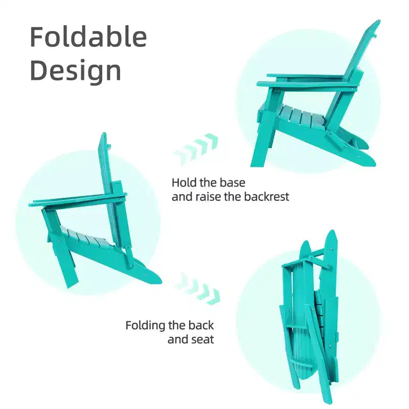 Aoodor Folding Adirondack Chair HDPE Outdoor All-Weather Chair for Patio, Garden, Backyard, Lawn, Fire Pit