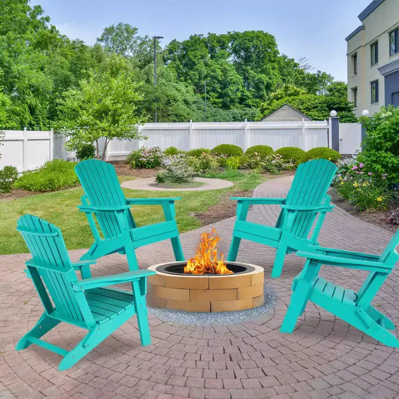 Aoodor Folding Adirondack Chair HDPE Outdoor All-Weather Chair for Patio, Garden, Backyard, Lawn, Fire Pit