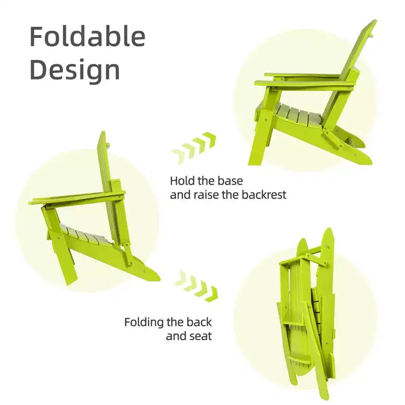 Aoodor Folding Adirondack Chair HDPE Outdoor All-Weather Chair for Patio, Garden, Backyard, Lawn, Fire Pit