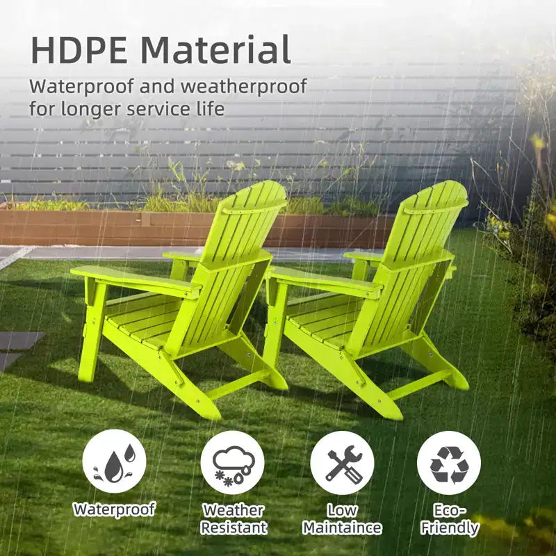 Aoodor Folding Adirondack Chair HDPE Outdoor All-Weather Chair for Patio, Garden, Backyard, Lawn, Fire Pit