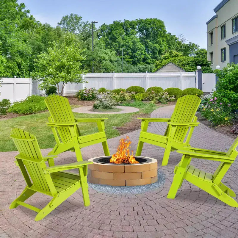 Aoodor Folding Adirondack Chair HDPE Outdoor All-Weather Chair for Patio, Garden, Backyard, Lawn, Fire Pit