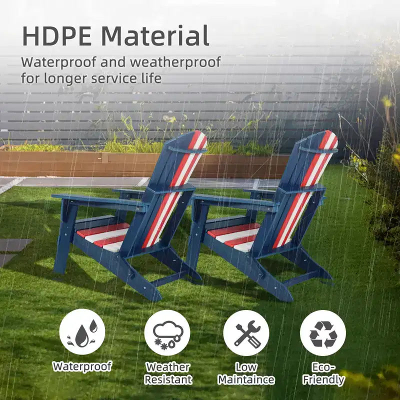 Aoodor Folding Adirondack Chair HDPE Outdoor All-Weather Chair for Patio, Garden, Backyard, Lawn, Fire Pit
