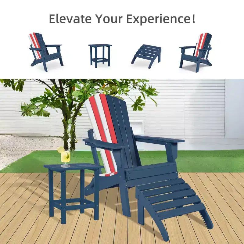 Aoodor Folding Adirondack Chair HDPE Outdoor All-Weather Chair for Patio, Garden, Backyard, Lawn, Fire Pit