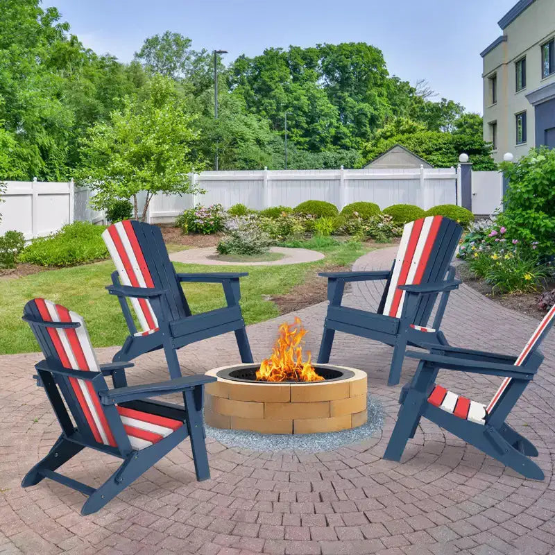 Aoodor Folding Adirondack Chair HDPE Outdoor All-Weather Chair for Patio, Garden, Backyard, Lawn, Fire Pit