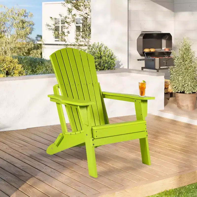 Aoodor Folding Adirondack Chair HDPE Outdoor All-Weather Chair for Patio, Garden, Backyard, Lawn, Fire Pit