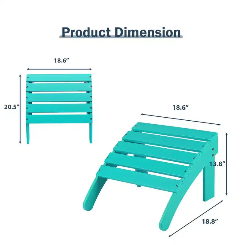 Aoodor Outdoor Adirondack Ottoman, HDPE Adirondack Chair Ottoman, Outdoor Patio Weather Resistant for Patio, Porch, Backyard, Garden, Lawn, Deck