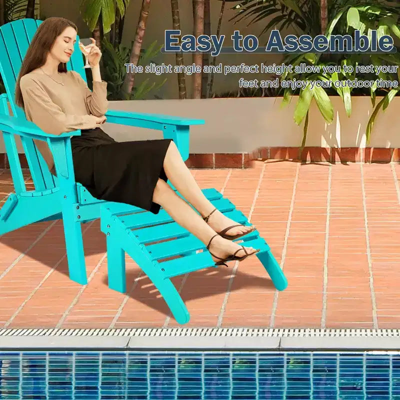 Aoodor Outdoor Adirondack Ottoman, HDPE Adirondack Chair Ottoman, Outdoor Patio Weather Resistant for Patio, Porch, Backyard, Garden, Lawn, Deck