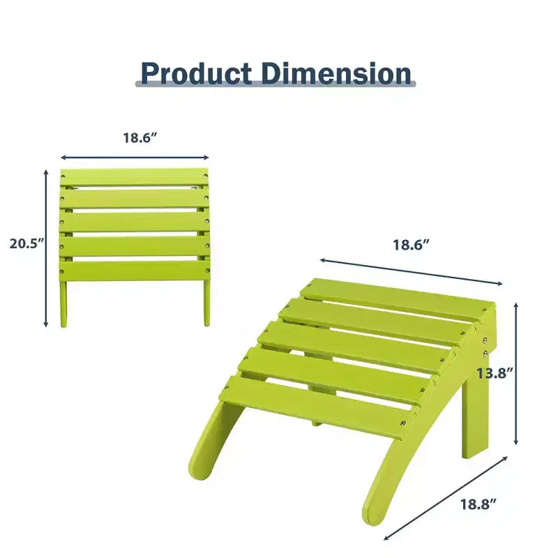 Aoodor Outdoor Adirondack Ottoman, HDPE Adirondack Chair Ottoman, Outdoor Patio Weather Resistant for Patio, Porch, Backyard, Garden, Lawn, Deck