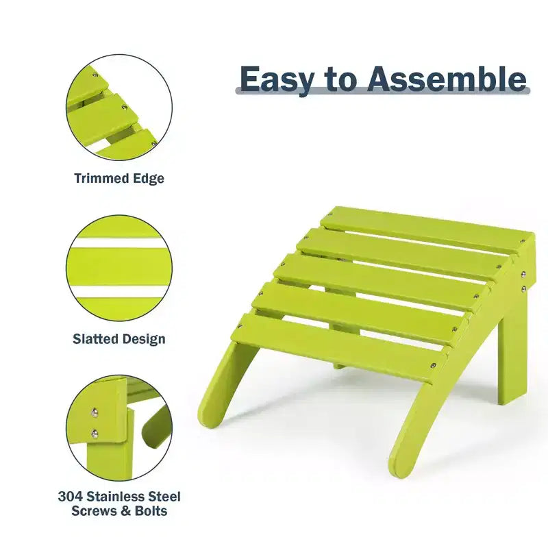 Aoodor Outdoor Adirondack Ottoman, HDPE Adirondack Chair Ottoman, Outdoor Patio Weather Resistant for Patio, Porch, Backyard, Garden, Lawn, Deck