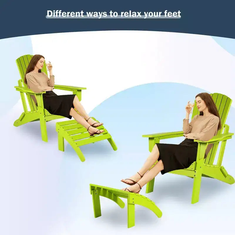 Aoodor Outdoor Adirondack Ottoman, HDPE Adirondack Chair Ottoman, Outdoor Patio Weather Resistant for Patio, Porch, Backyard, Garden, Lawn, Deck