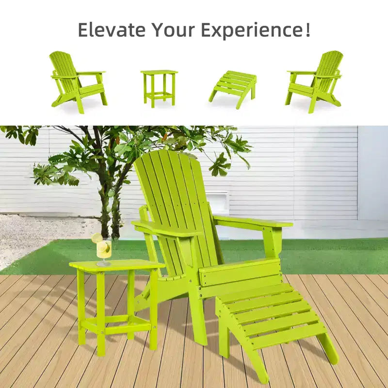Aoodor Outdoor Adirondack Ottoman, HDPE Adirondack Chair Ottoman, Outdoor Patio Weather Resistant for Patio, Porch, Backyard, Garden, Lawn, Deck